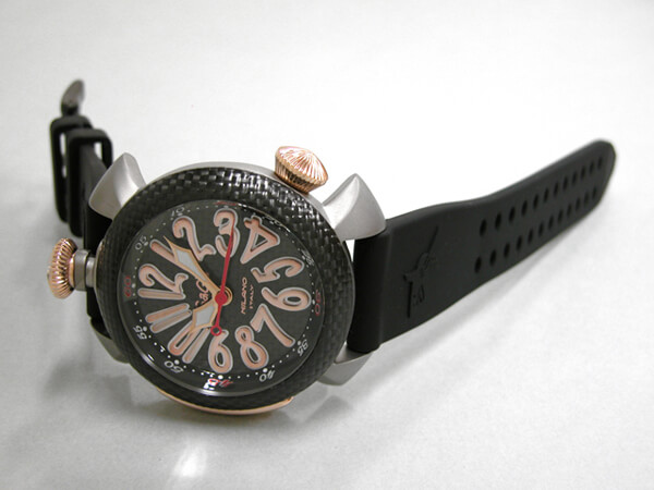 ガガ･ミラノスーパーコピー GAGAMILANO ダイビング　48mm　自動巻 z5045 ブラックラバー カーボン/ローズゴールドアラビア